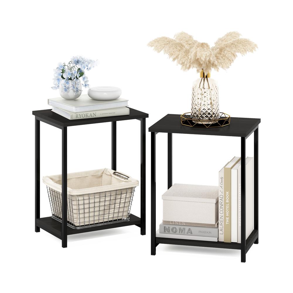 Furinno Simplistic Industrial Metal Frame End Table, 2-Pack, Espresso. Picture 4