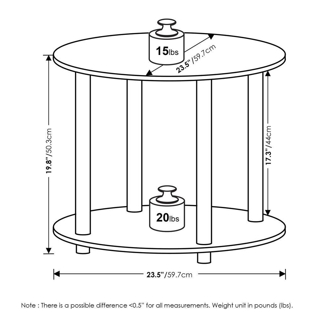 Furinno Turn-N-Tube Simple Design 2-Tier Round Wooden Coffee Table, Marble White. Picture 2