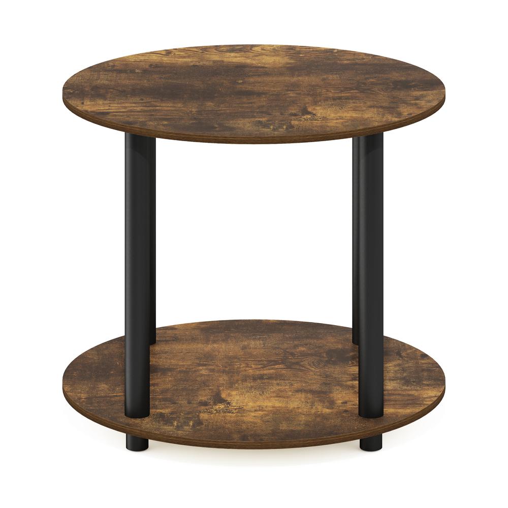 Furinno Turn-N-Tube Simple Design 2-Tier Round Wooden Coffee Table, Amber Pine. Picture 3