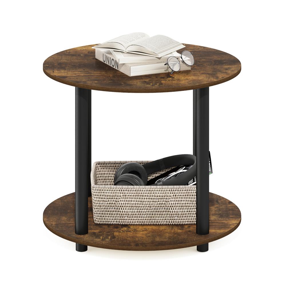 Furinno Turn-N-Tube Simple Design 2-Tier Round Wooden Coffee Table, Amber Pine. Picture 5