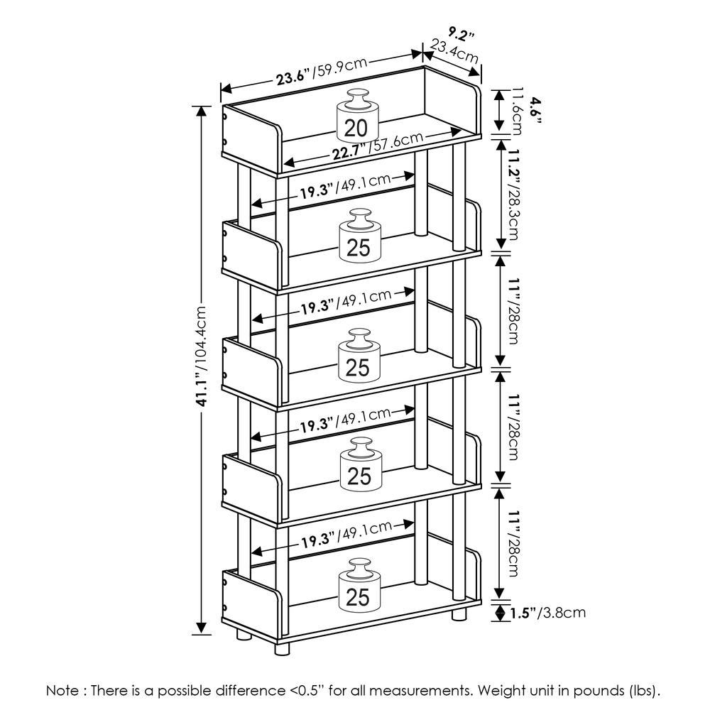 Furinno Turn-N-Tube 5-Tier Toolless Freestanding Multipurposes Display Rack. Picture 2