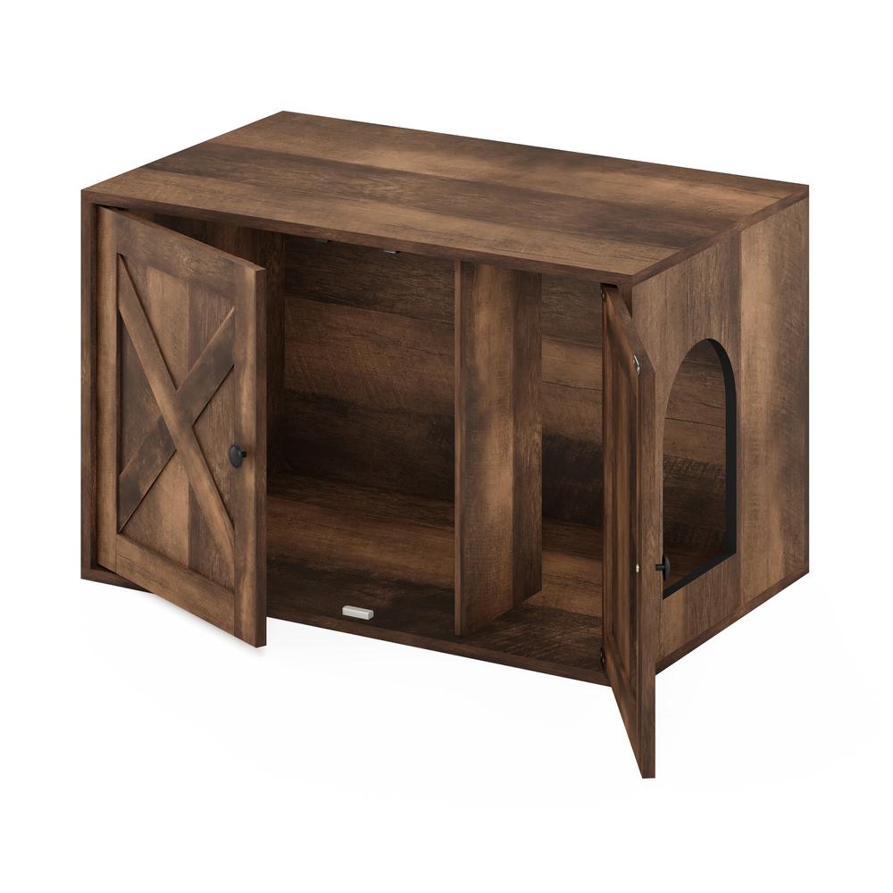 Furinno Peli Farmhouse Cat Litter Box Enclosure, Rustic Brown. Picture 4