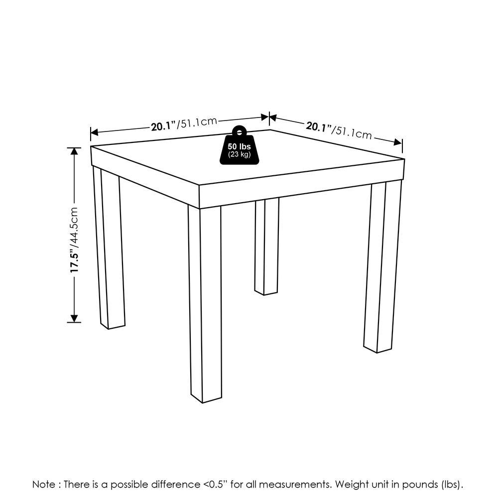 Furinno Classic Homey Square Side Table, White. Picture 5