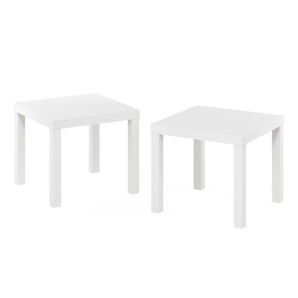 Furinno Classic Homey Square Side Table, Set of 2, White. Picture 1