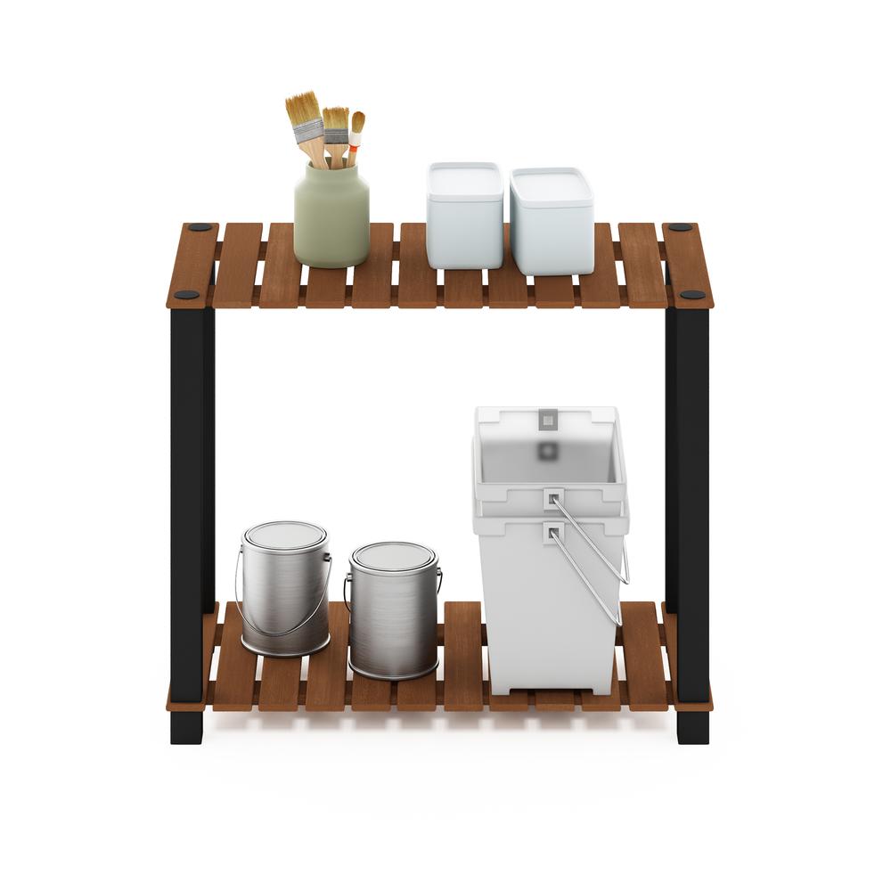 Pangkor 2-Tier Turn-N-Tube Indoor Outdoor Plant Shelf Rectangle Wood Stand. Picture 4