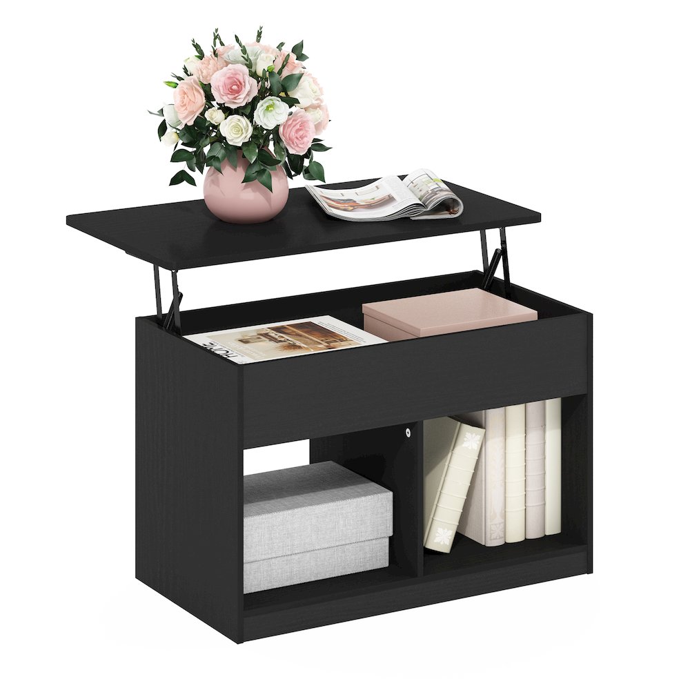 Lift Top Coffee Table With Storage Shelf, Hidden Compartment,Dark Americano. Picture 3