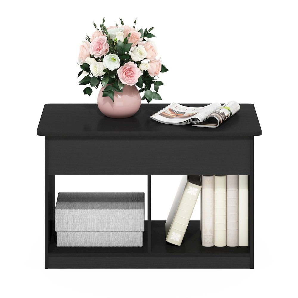 Lift Top Coffee Table With Storage Shelf, Hidden Compartment,Dark Americano. Picture 5