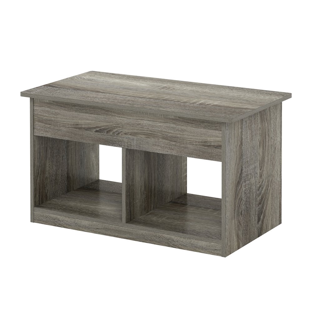 Living Room Lift Top Coffee Table With Hidden Compartment, French Oak Grey. Picture 1