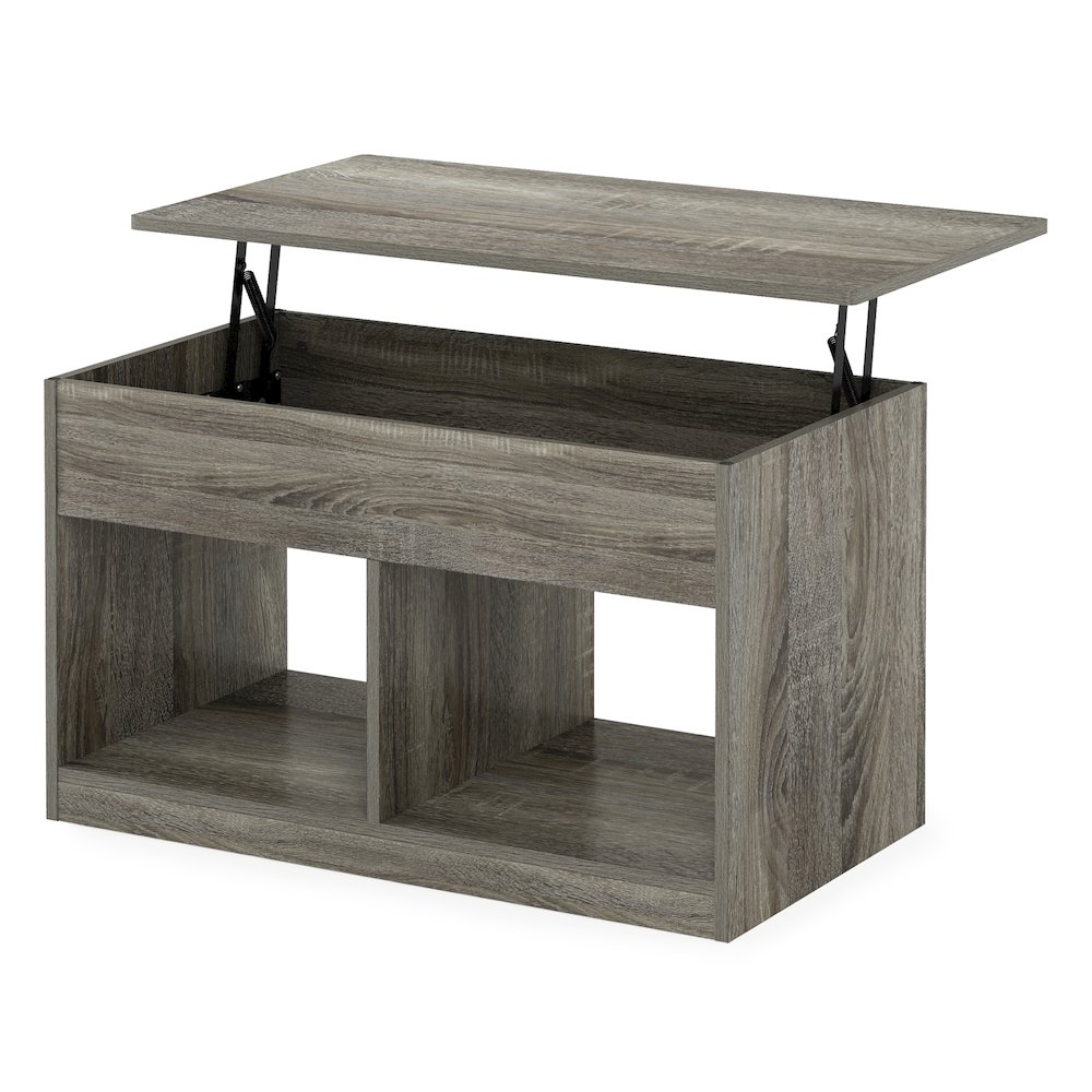 Living Room Lift Top Coffee Table With Hidden Compartment, French Oak Grey. Picture 3