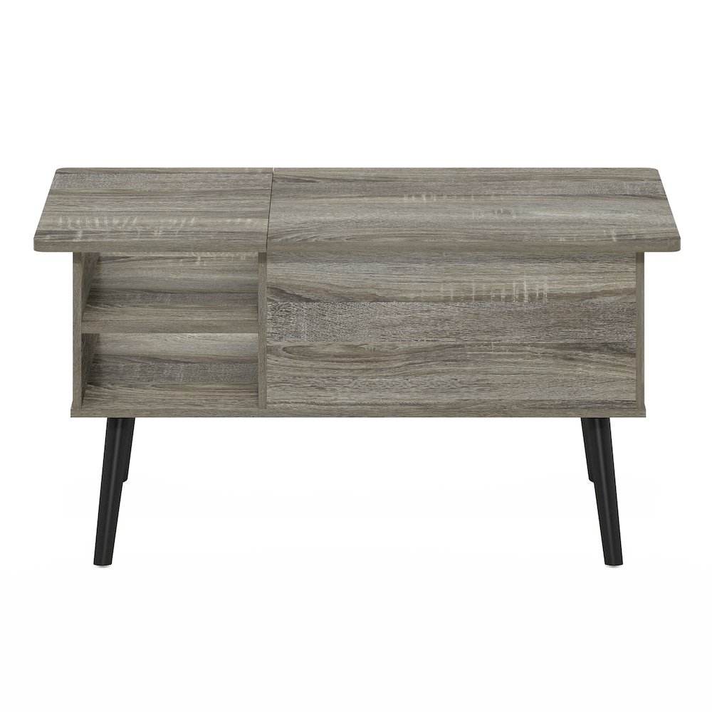 Lift Top Coffee Table, Storage Shelf, Side Shelf, Hidden Compartment, Grey Oak. Picture 8