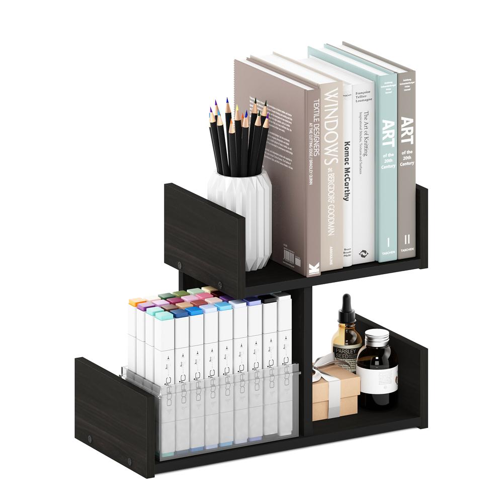 Wooden Desktop Bookshelf Storage Organizer, Espresso. Picture 4