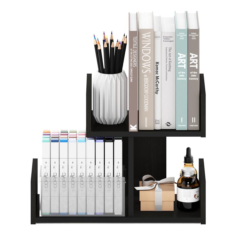 Wooden Desktop Bookshelf Storage Organizer, Espresso. Picture 5