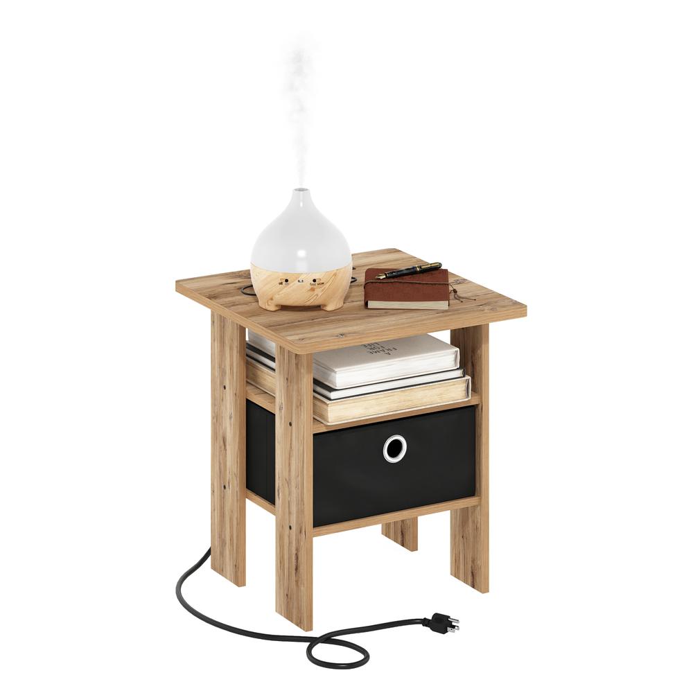 Andrey USB and Type-C Port Charging Station End Table, Flagstaff Oak/Black. Picture 4