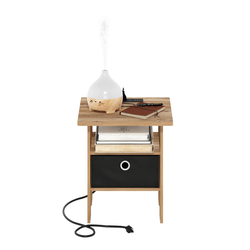 Andrey USB and Type-C Port Charging Station End Table, Flagstaff Oak/Black. Picture 5