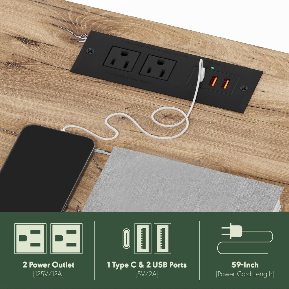 Andrey USB and Type-C Port Charging Station End Table, Marble White/Ivory. Picture 5