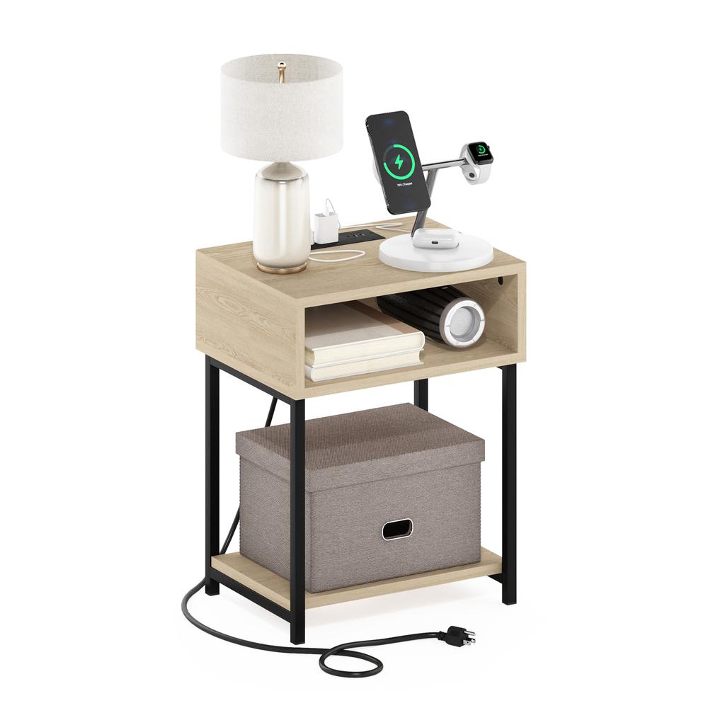 Moretti USB and Type-C Charging Port Open Storage Side Table. Picture 3