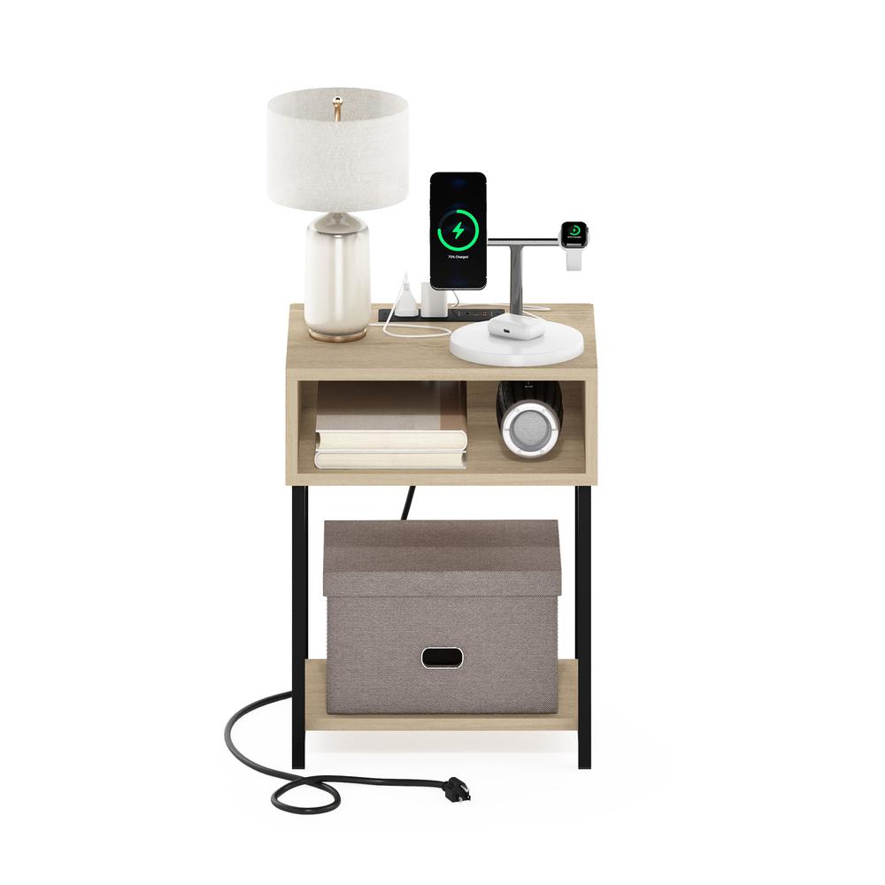 Moretti USB and Type-C Charging Port Open Storage Side Table. Picture 4