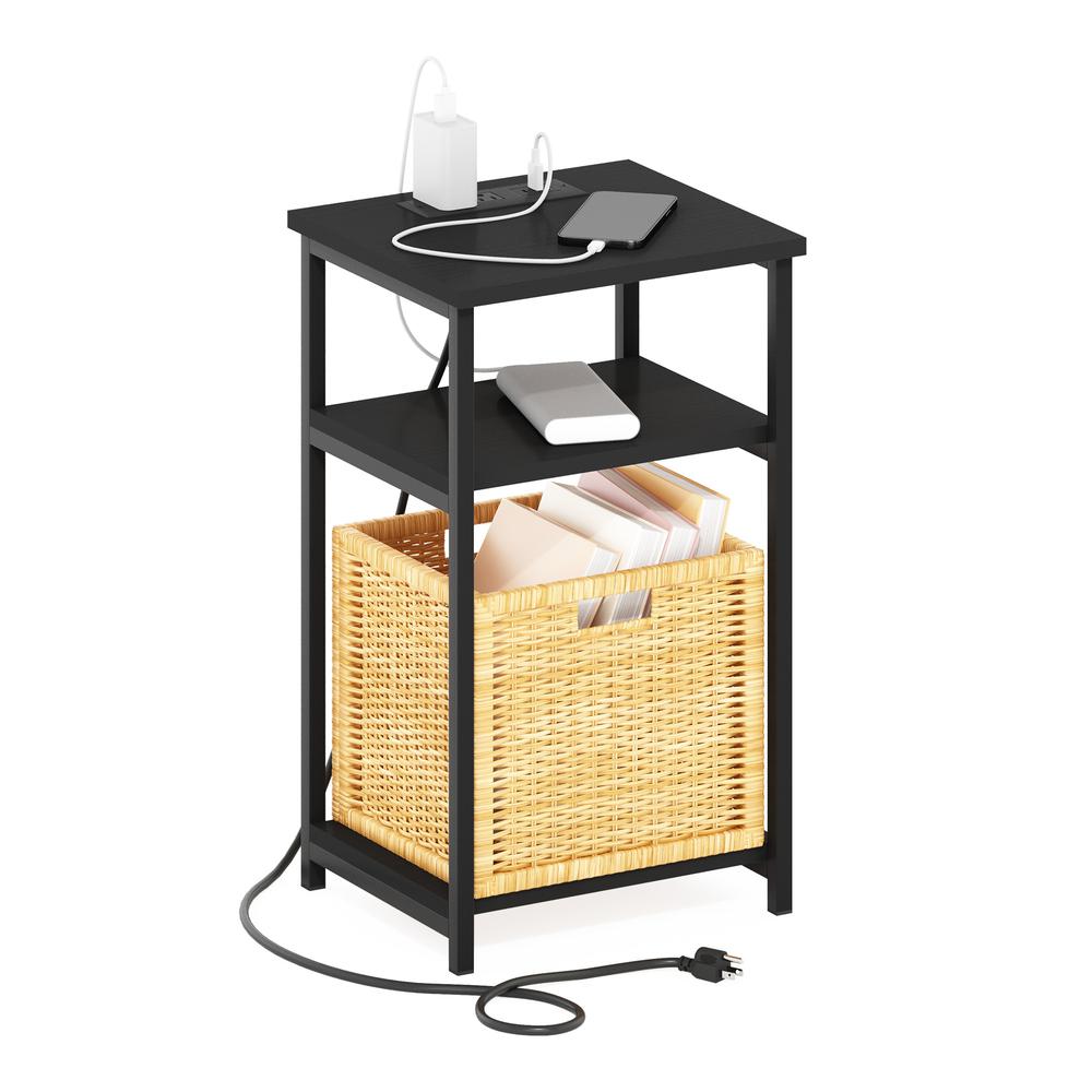 Moretti 3-Tier USB and Type-C Charging Port Open Storage Side Table. Picture 3