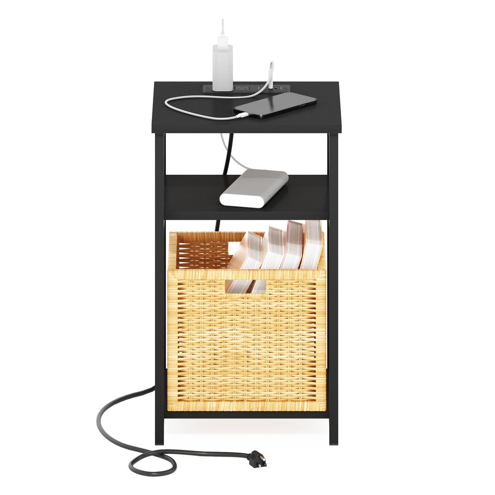 Moretti 3-Tier USB and Type-C Charging Port Open Storage Side Table. Picture 4