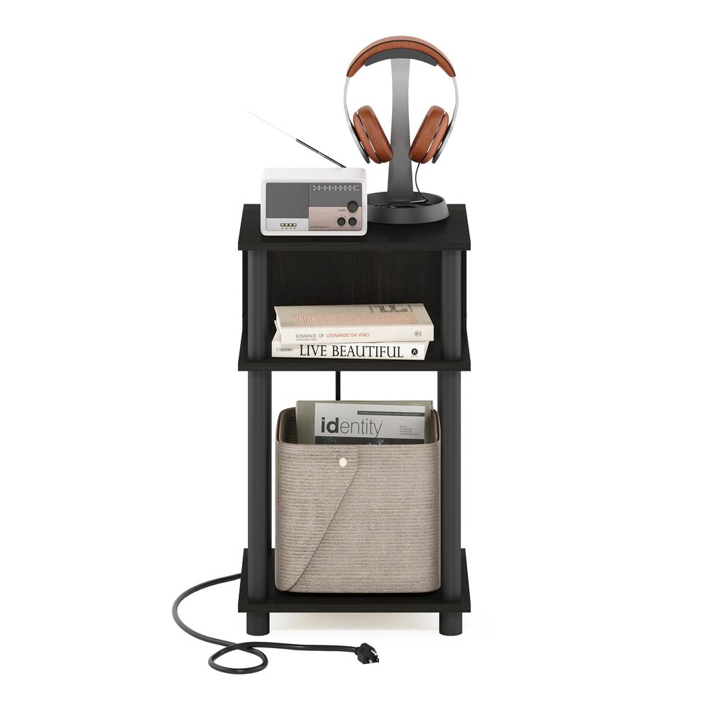 Just 3-Tier Turn-N-Tube Open Storage End Table, Espresso/Black. Picture 5