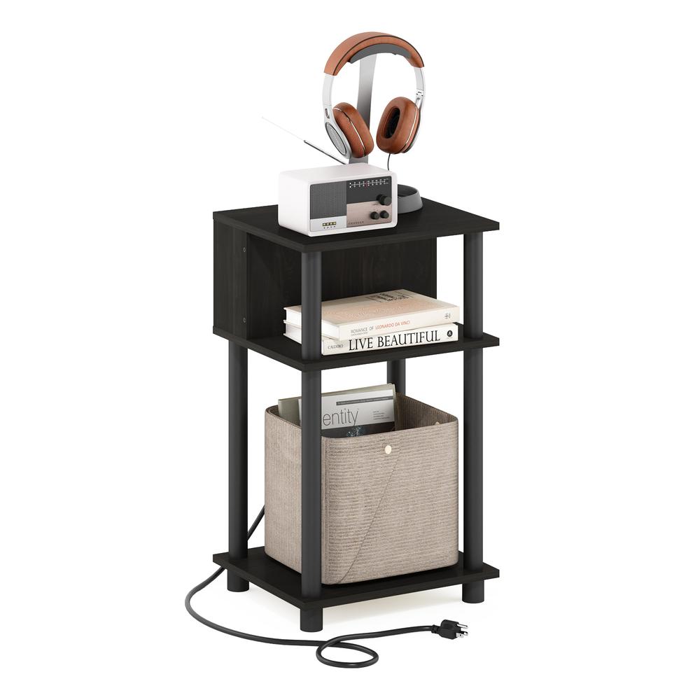 Just 3-Tier Turn-N-Tube Open Storage End Table, Espresso/Black. Picture 6
