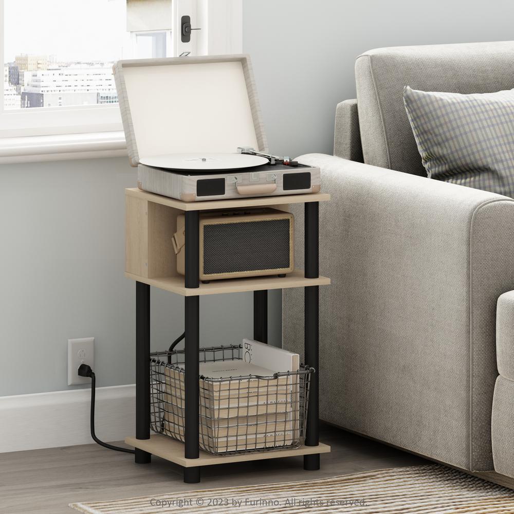 Just 3-Tier Turn-N-Tube Open Storage End Table, Bauhaus Oak/Black. Picture 2