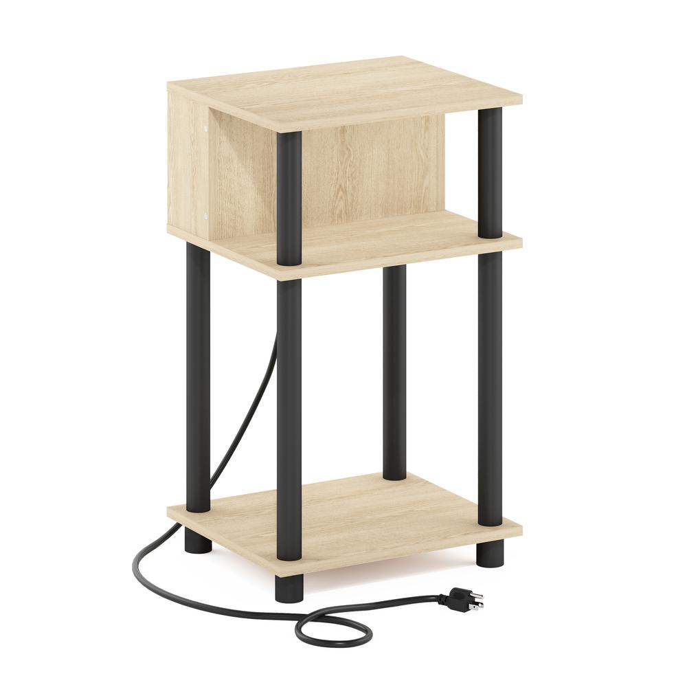 Just 3-Tier Turn-N-Tube Open Storage End Table, Bauhaus Oak/Black. Picture 1
