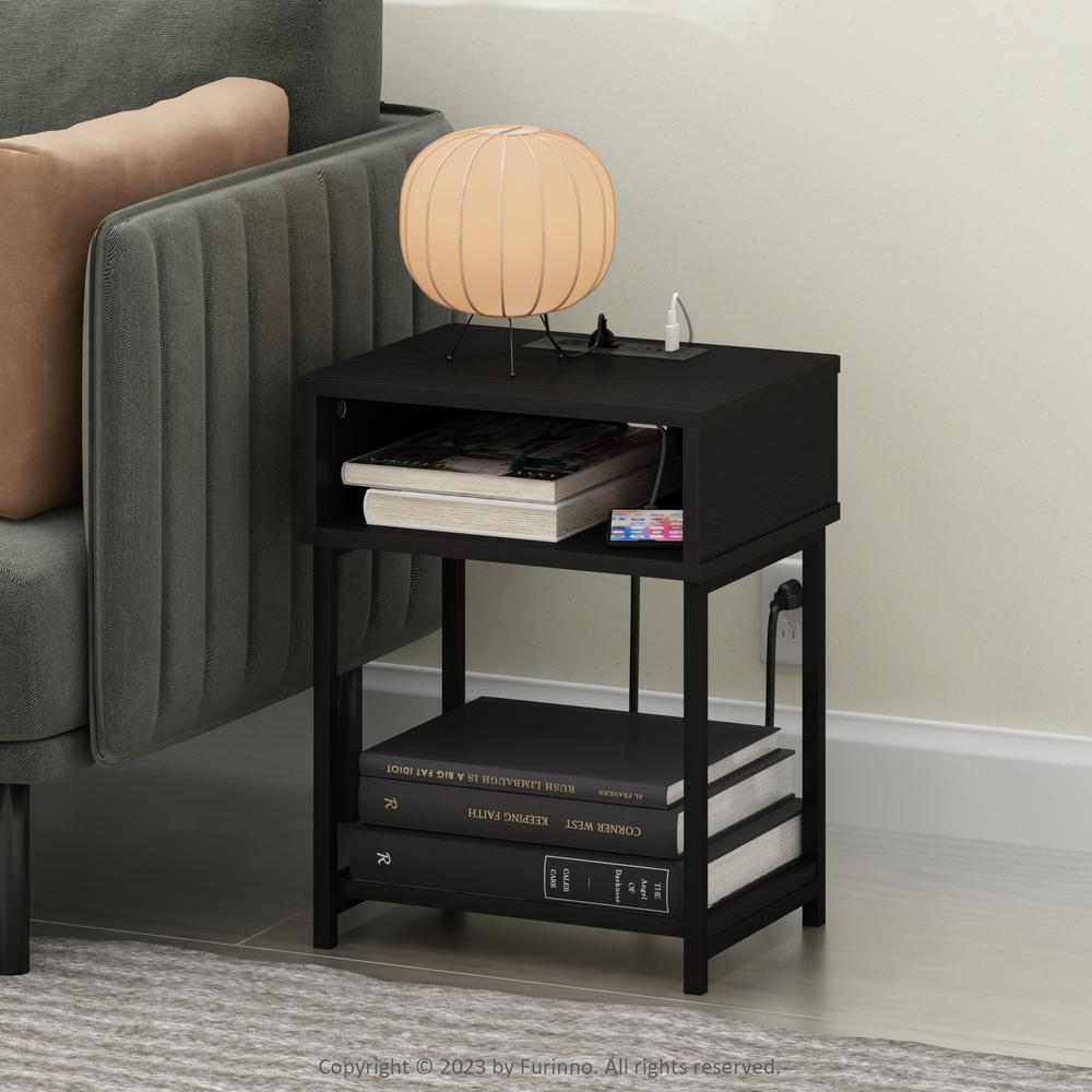 Moretti USB and Type-C Charging Port Open Storage Side Table. Picture 5
