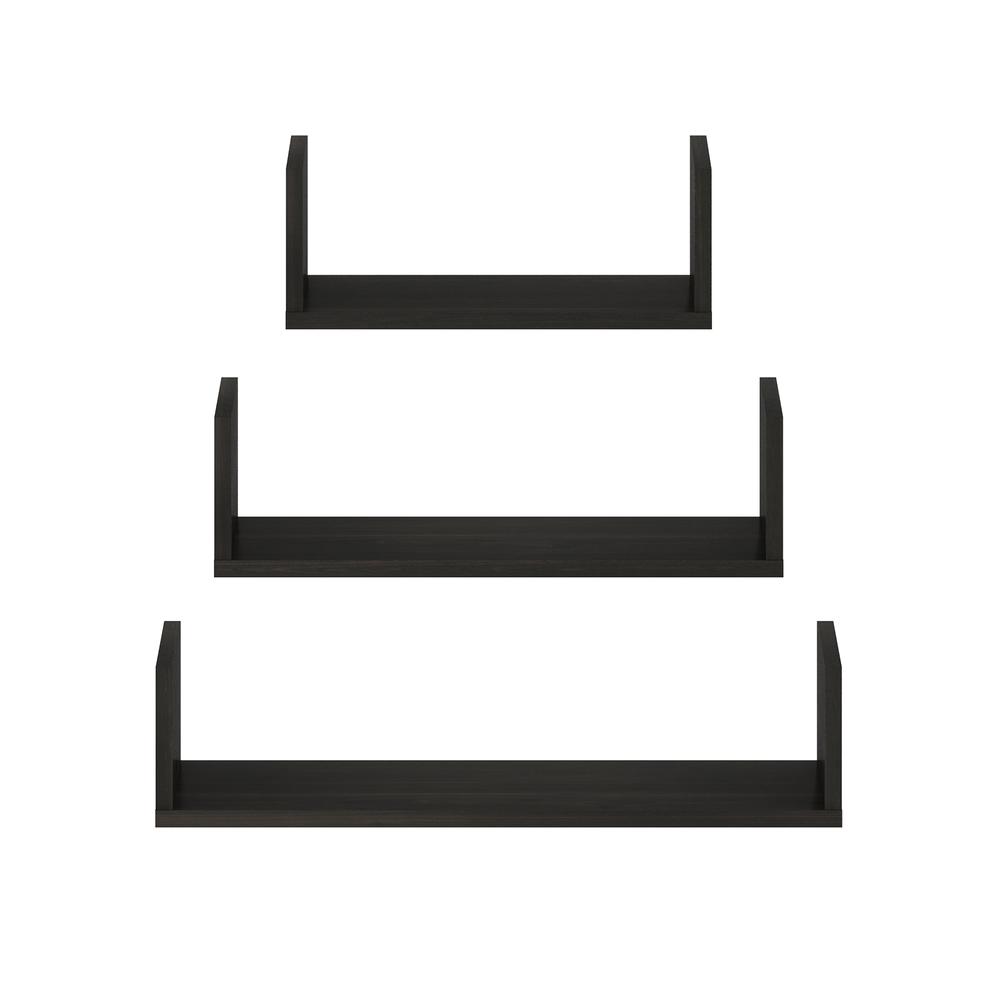 Bedroom Decor Wall Mounted Floating Display Shelves, Espresso, Set of 3. Picture 3