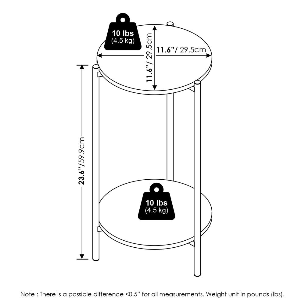 Besi 2-Tier Modern Tall Round Side End Table, Marble White. Picture 6
