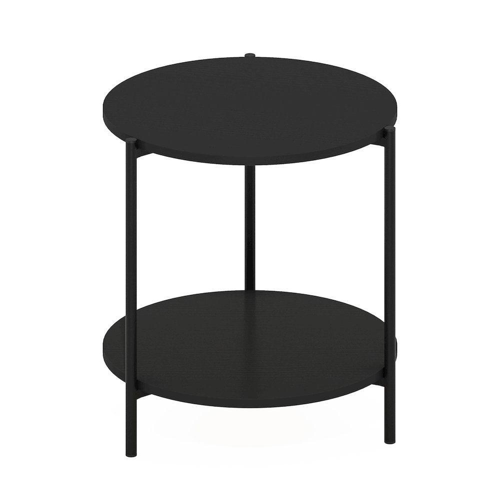 Besi 2-Tier Modern Round Side End Table with Sturdy Metal Legs, Americano. Picture 1