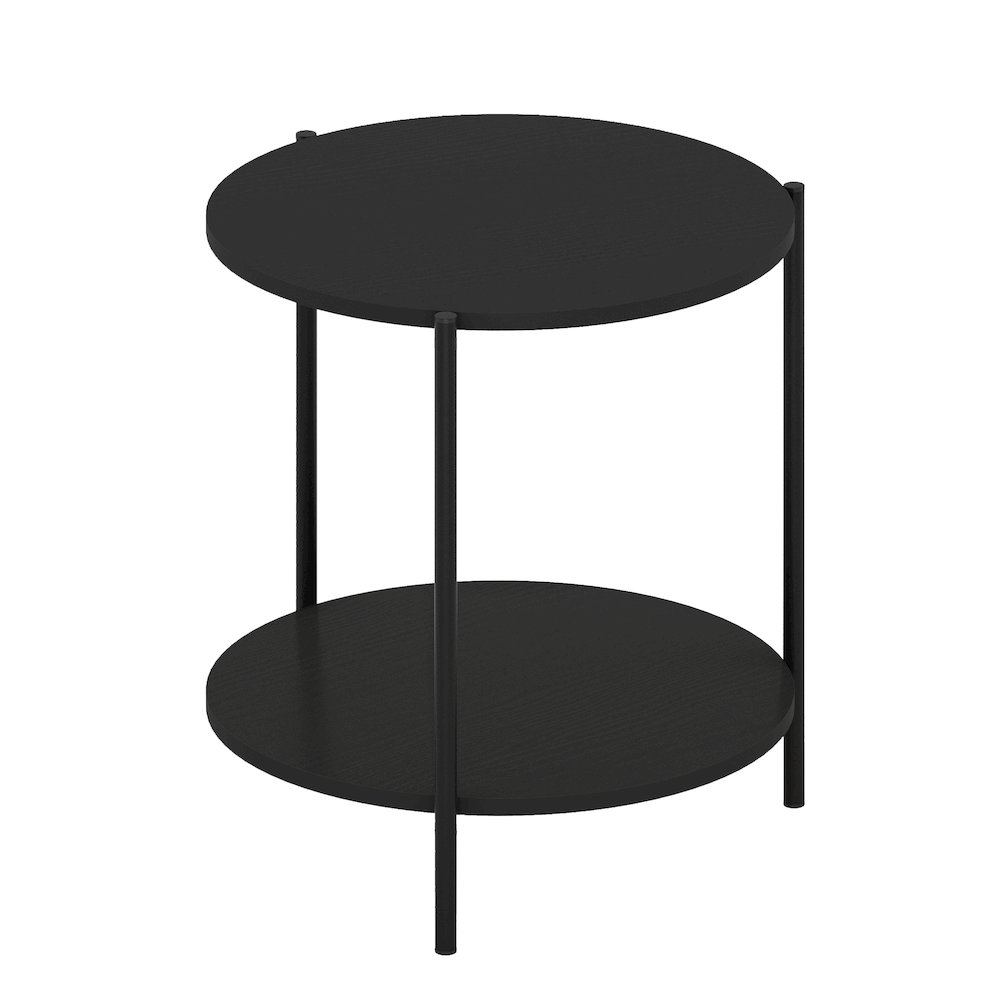 Besi 2-Tier Modern Round Side End Table with Sturdy Metal Legs, Americano. Picture 3