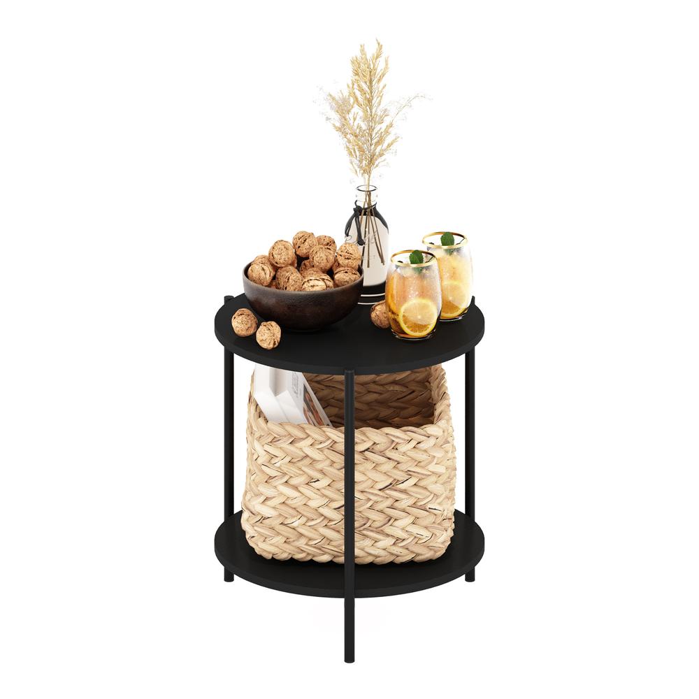 Besi 2-Tier Modern Round Side End Table with Sturdy Metal Legs, Americano. Picture 4
