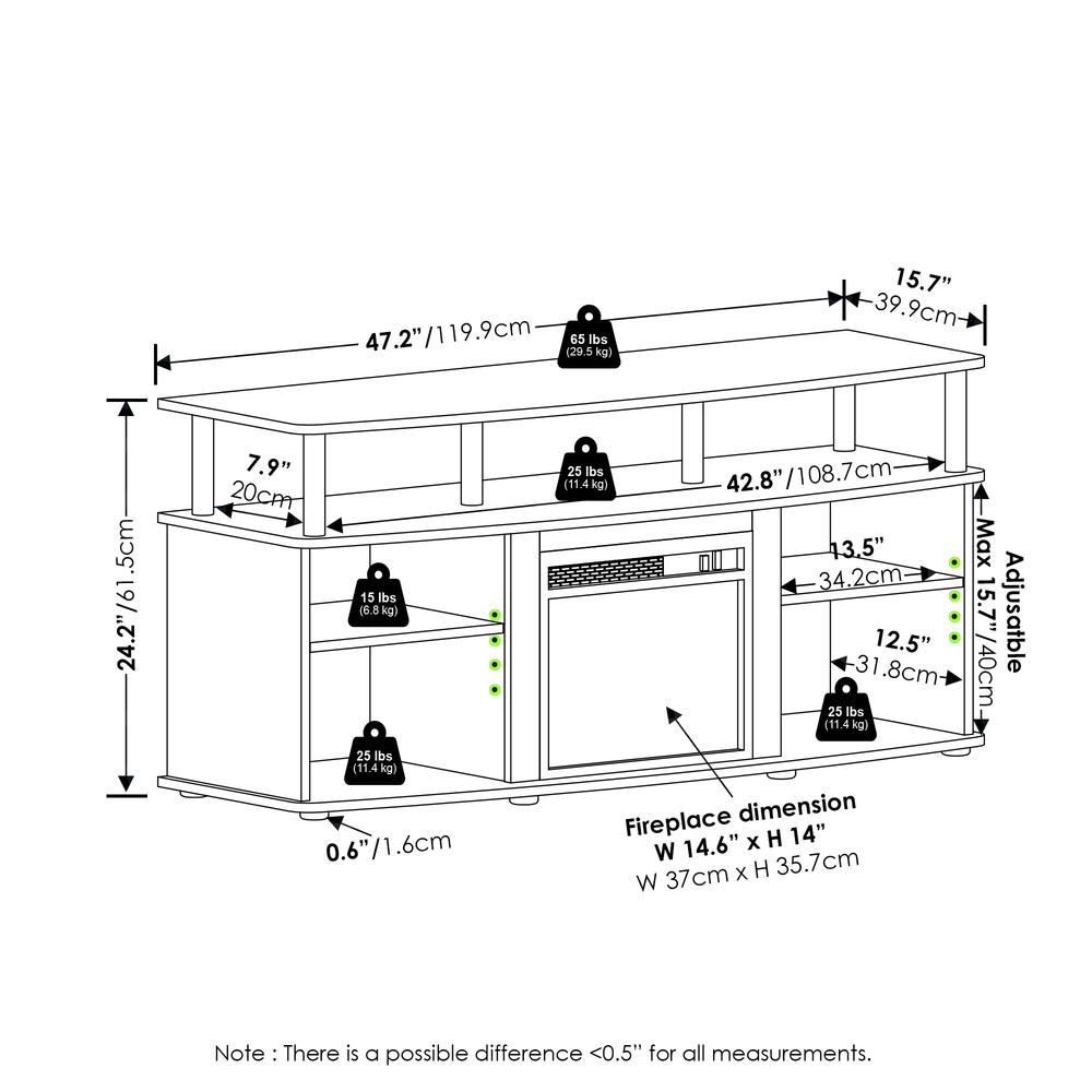 Open Shelving Storage Fireplace Entertainment Center for TV up to 55 Inch. Picture 6