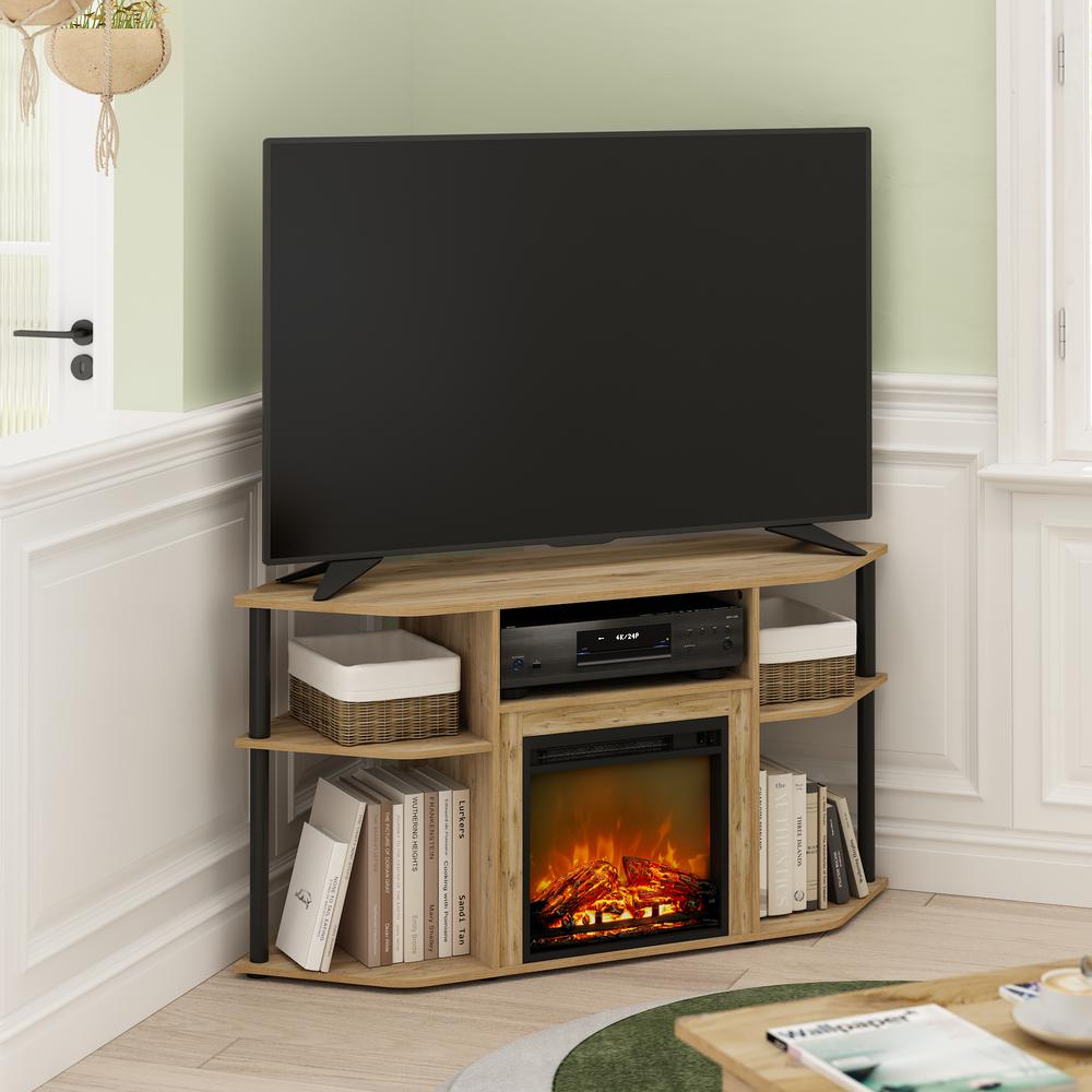 Open Storage Corner Fireplace TV Entertainment Center for TV up to 55 Inch. Picture 7
