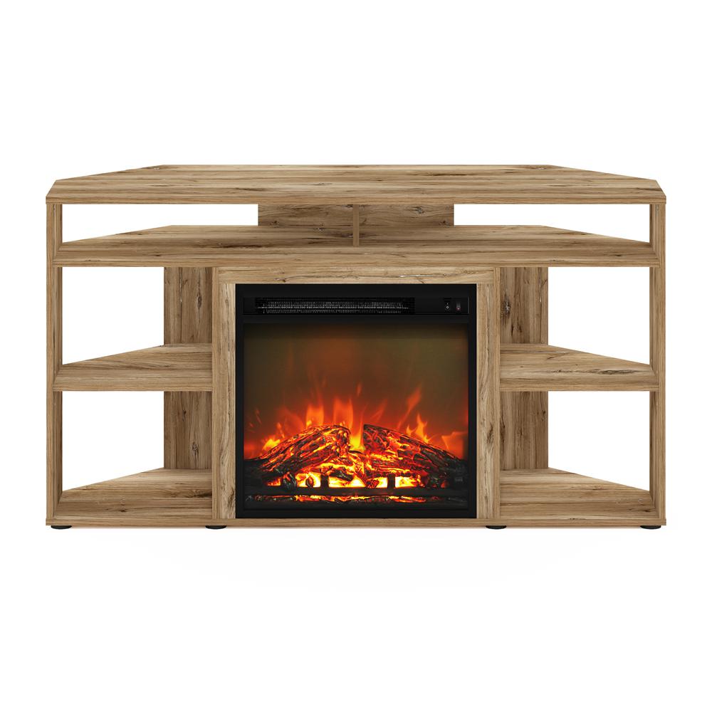 Jensen Corner TV Stand with Fireplace for TV up to 55 Inches, Flagstaff Oak. Picture 3
