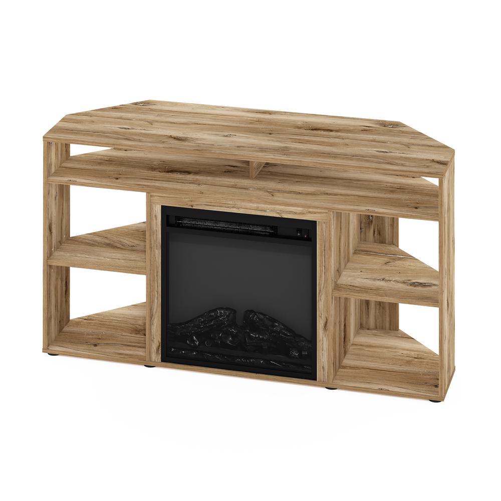 Jensen Corner TV Stand with Fireplace for TV up to 55 Inches, Flagstaff Oak. Picture 4