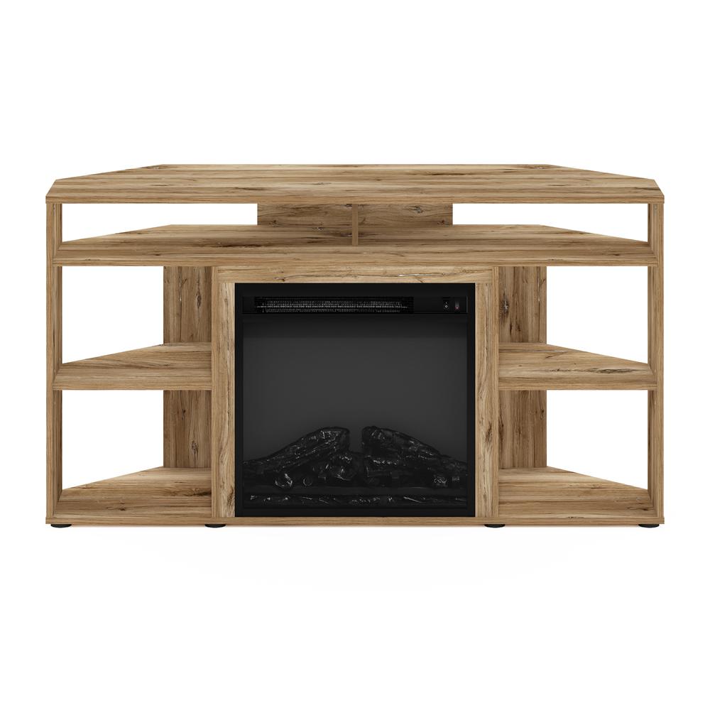 Jensen Corner TV Stand with Fireplace for TV up to 55 Inches, Flagstaff Oak. Picture 5