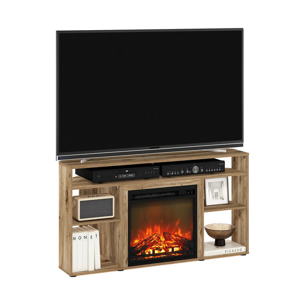 Jensen Corner TV Stand with Fireplace for TV up to 55 Inches, Flagstaff Oak. Picture 6
