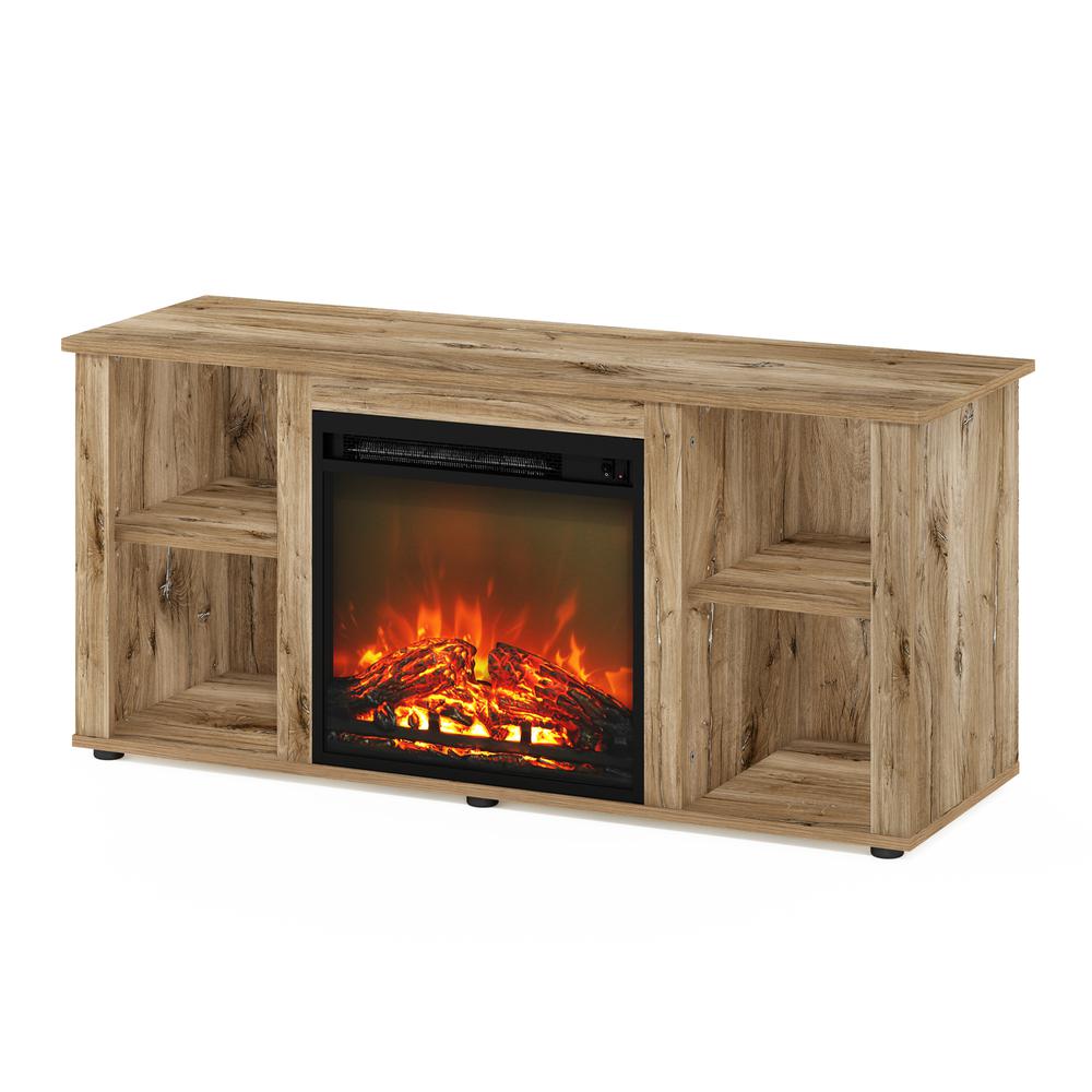 Jensen Entertainment Center TV Stand with Fireplace, Flagstaff Oak. Picture 1