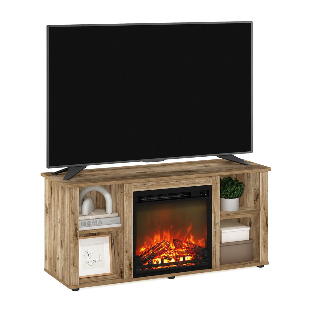 Jensen Entertainment Center TV Stand with Fireplace, Flagstaff Oak. Picture 3