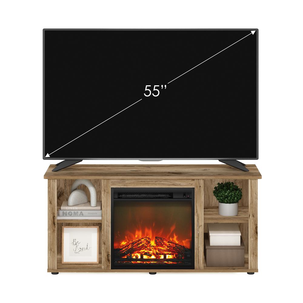 Jensen Entertainment Center TV Stand with Fireplace, Flagstaff Oak. Picture 4