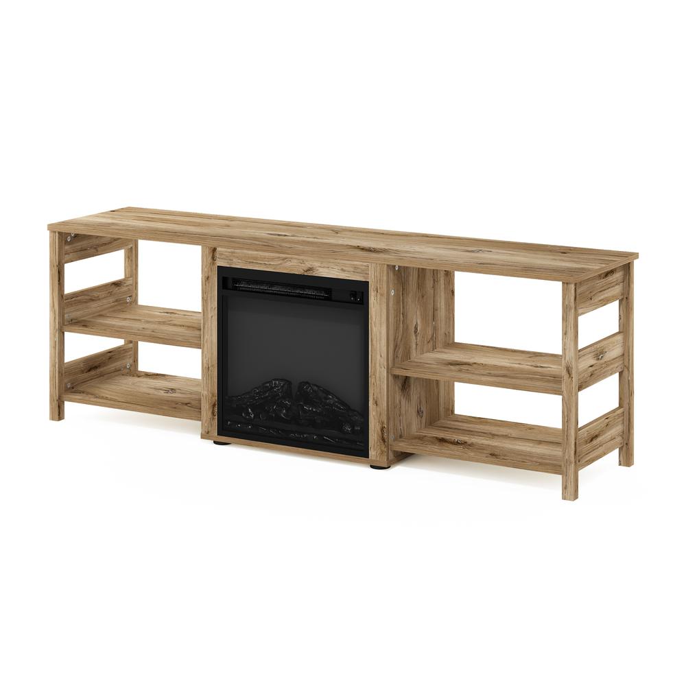 Classic 70 Inch TV Stand with Fireplace, Flagstaff Oak. Picture 3