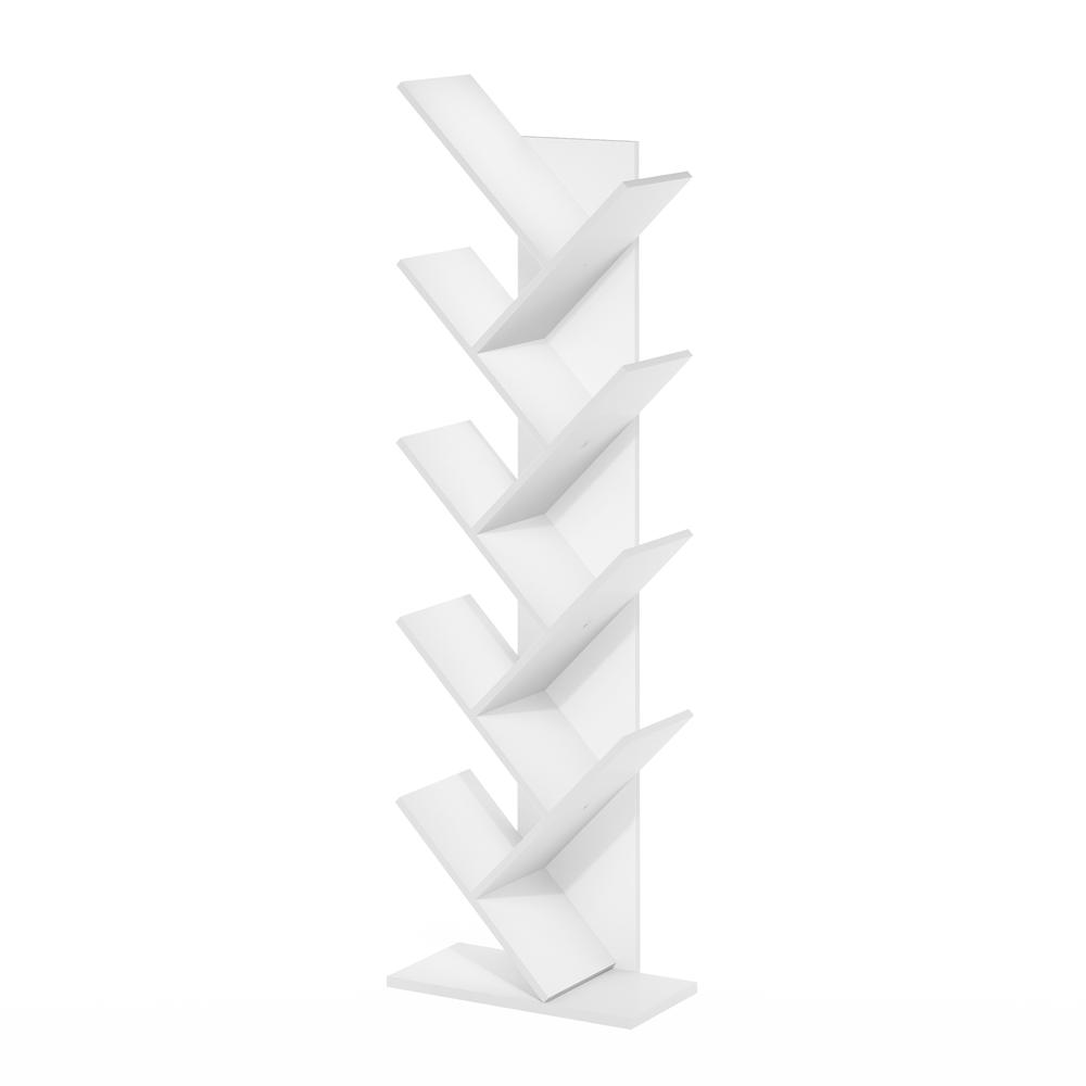 Tree Bookshelf 9-Tier Floor Standing Tree Bookcase, White. Picture 1