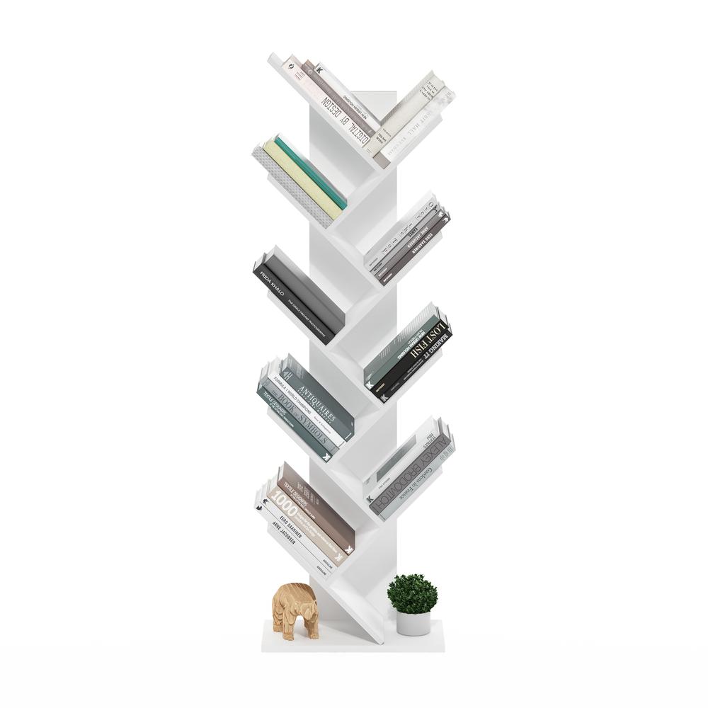 Tree Bookshelf 9-Tier Floor Standing Tree Bookcase, White. Picture 5