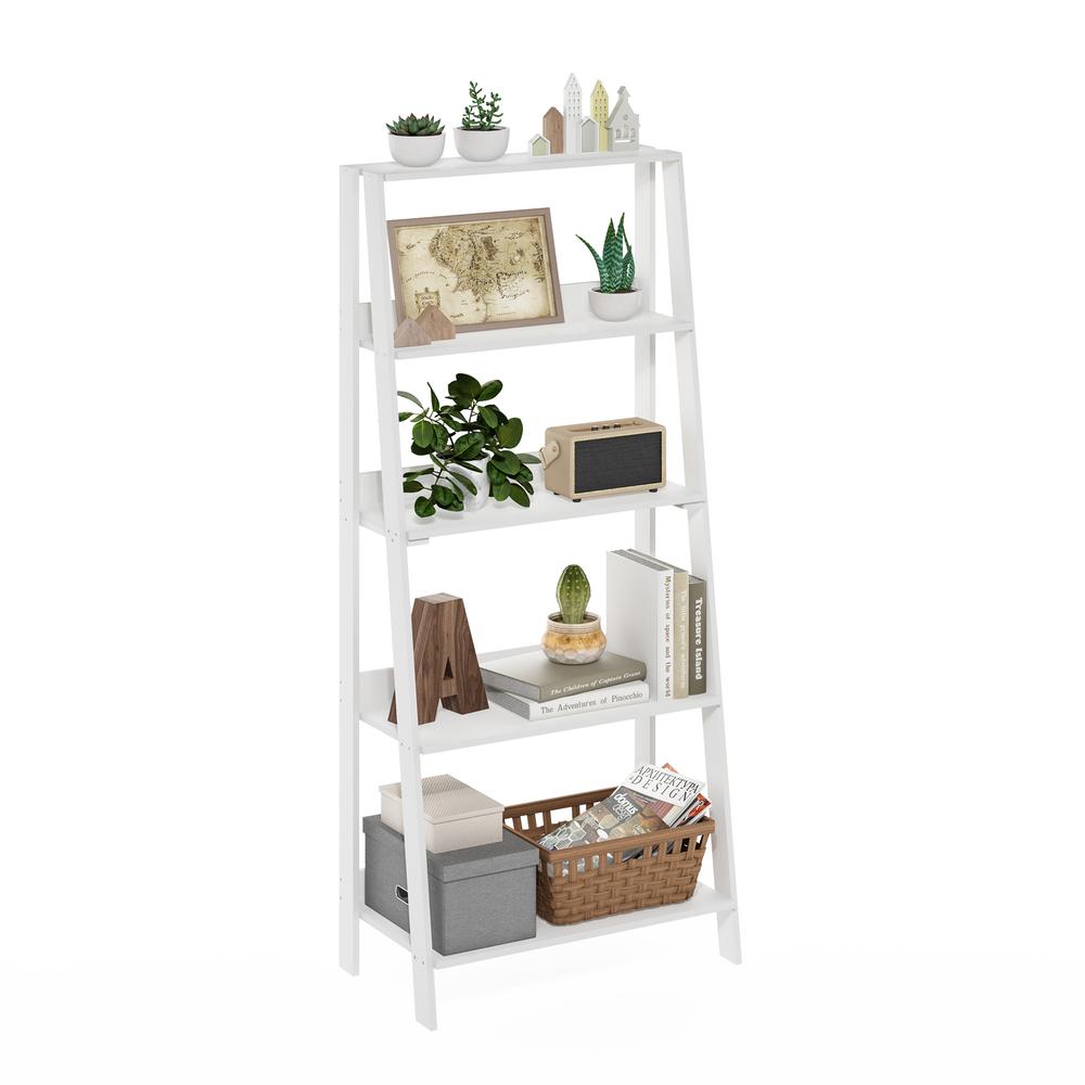 Ladder Bookcase Display Shelf, 5-Tier, White. Picture 4