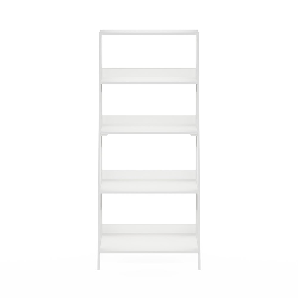 5-Tier Ladder Shelf, Bookshelf, Display Storage Shelves, Plain White. Picture 7