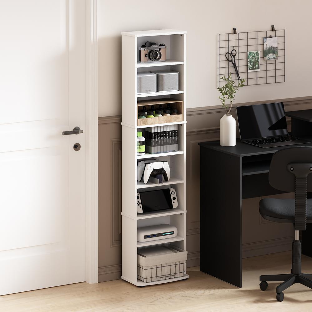 JAYA Space Saving Multimedia Storage Tower, White. Picture 2