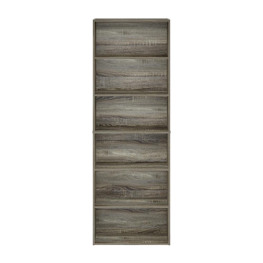 JAYA Simply Home Free Standing 6-Tier Open Storage Bookcase, French Oak. Picture 3