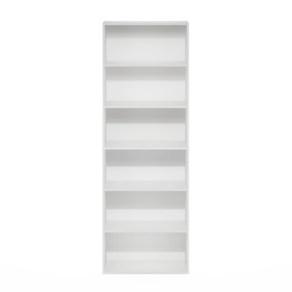 JAYA Simply Home Free Standing 6-Tier Open Storage Bookcase, White. Picture 3